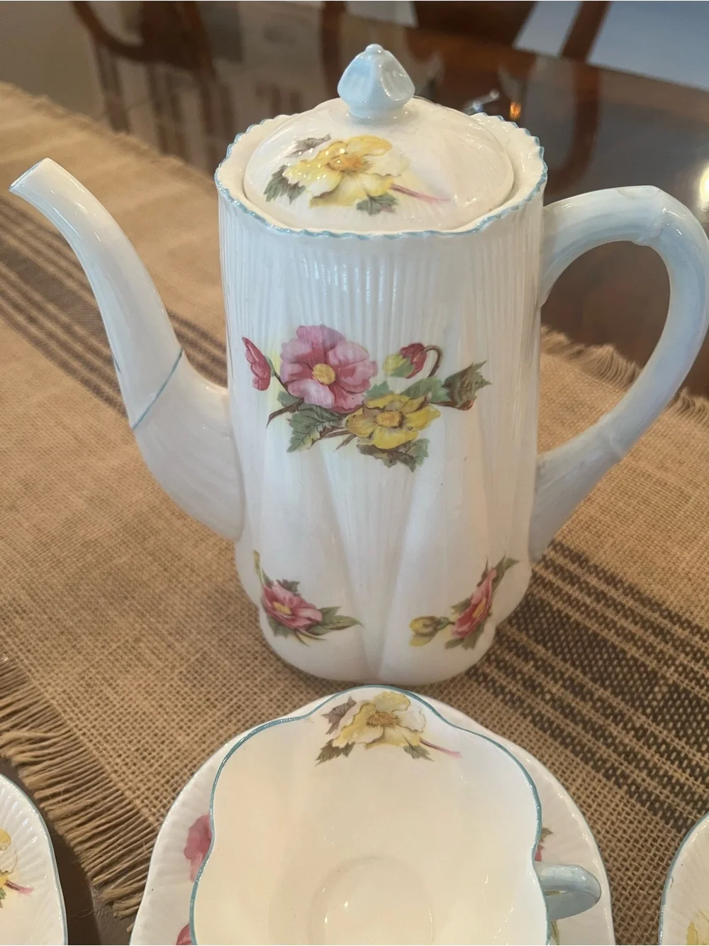 Shelley Begonia Floral fine china Tea Set made in England